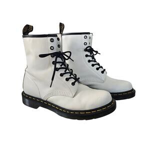 Dr. Martens 1460 Pascal White Leather Combat Boots Size 9
